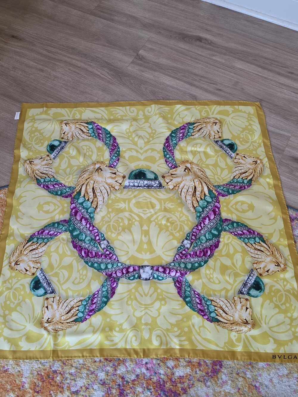 Authentuc Bvlgari Yellow Silk Scarf
